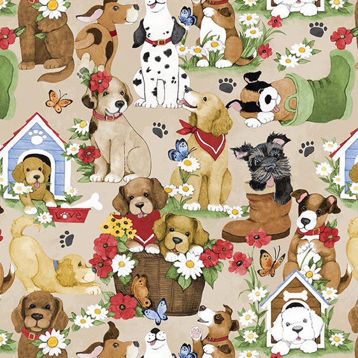Paws at Play Collection Packed Puppies Cotton Fabric 39918